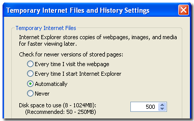 Internet Explorer cache